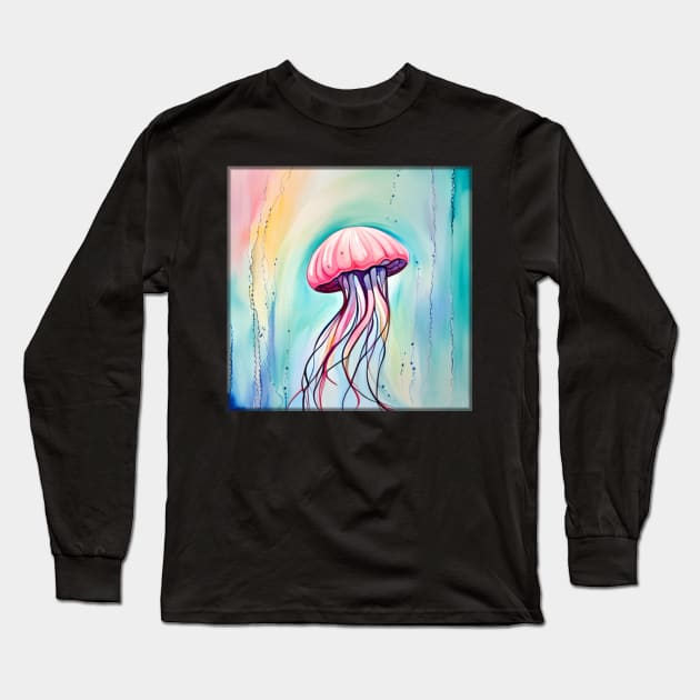 Rainbow Jellyfish Long Sleeve T-Shirt by Nvines